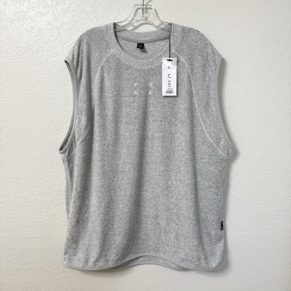 ASRV Towel Terry Cutoff Top Mens L Gray Training Tank Sleeveless Gym Running